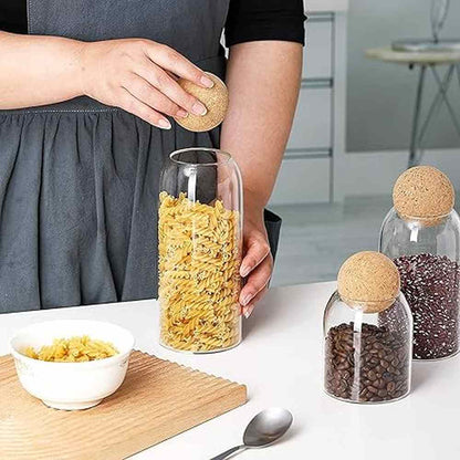 3 pcs Glass jar set with cork ball lid