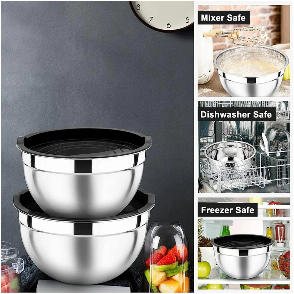 5 pcs stainless steel bowl set with cover