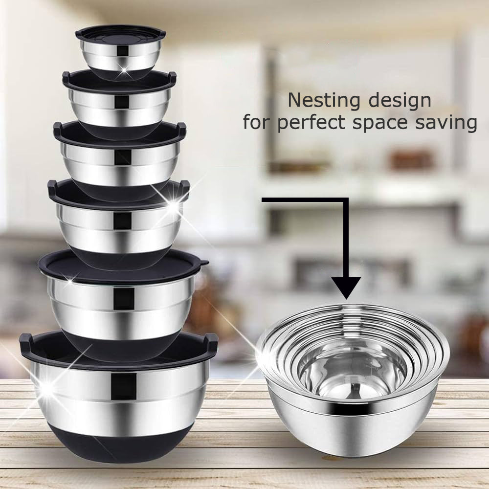 5 pcs stainless steel bowl set with cover