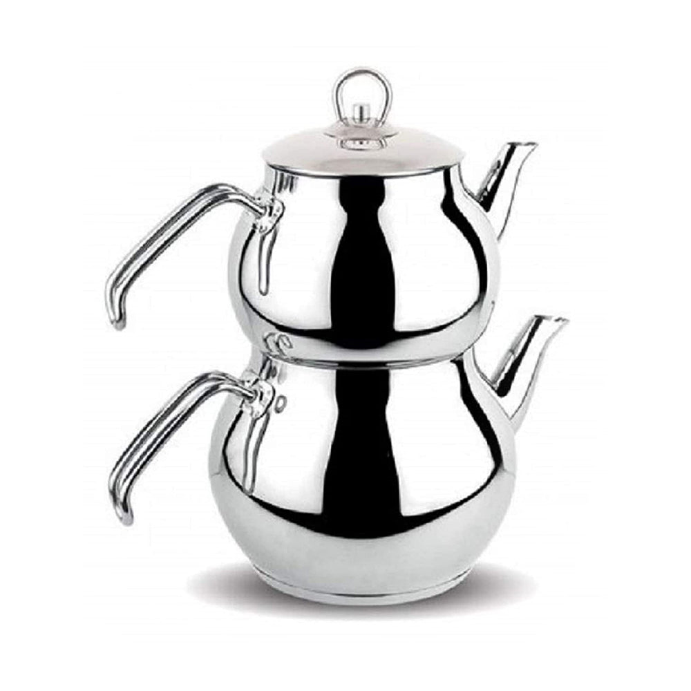 High Quality stainless steel 304 double stacked turkish teapot set