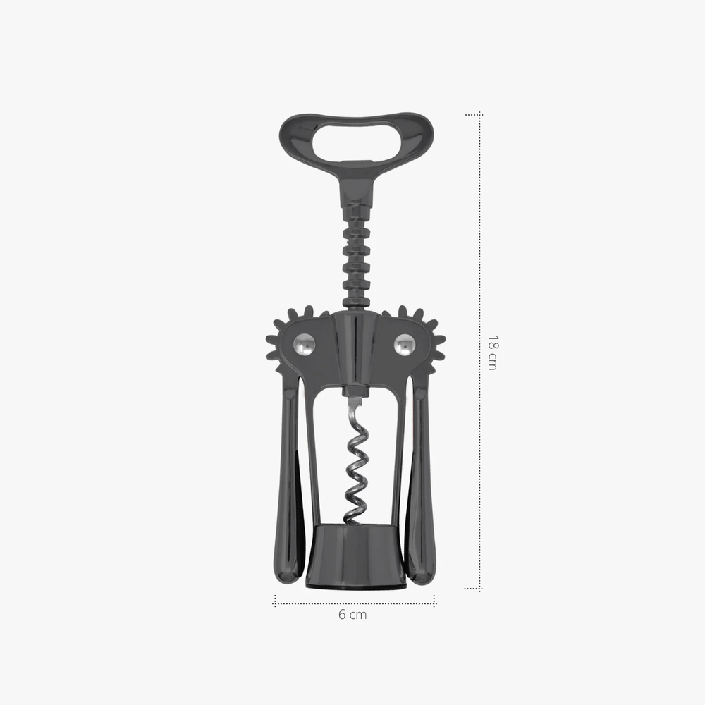 Black corkscrew bottle opener