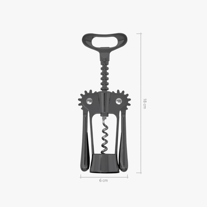 Black corkscrew bottle opener