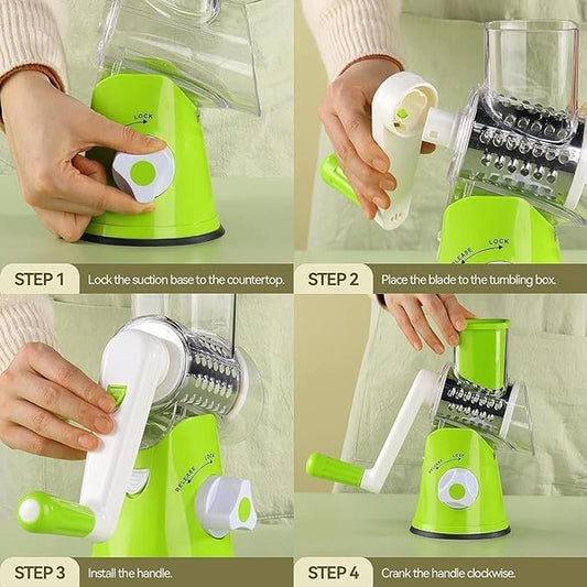 3 in 1 Multi-Functional Drum Rotary Vegetable Cutter Grater & Slicer