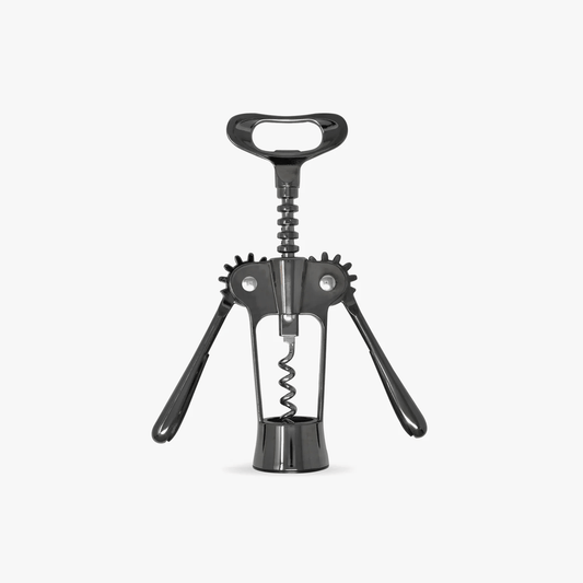 Black corkscrew bottle opener