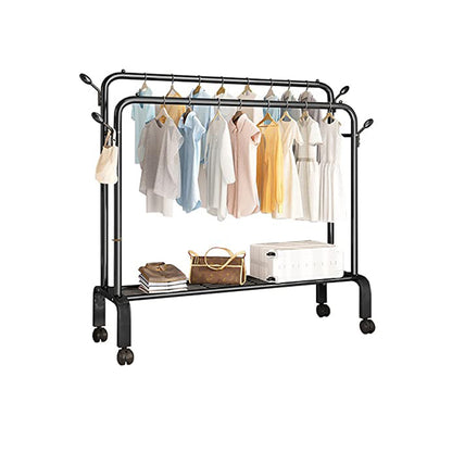 Double Pole clothes hanging rack with wheels