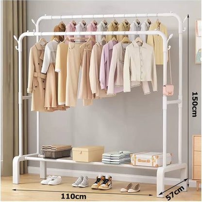 Double Pole clothes hanging rack with wheels