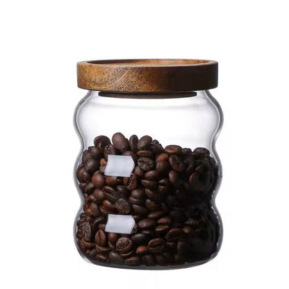 3 pcs glass jars with wooden lid