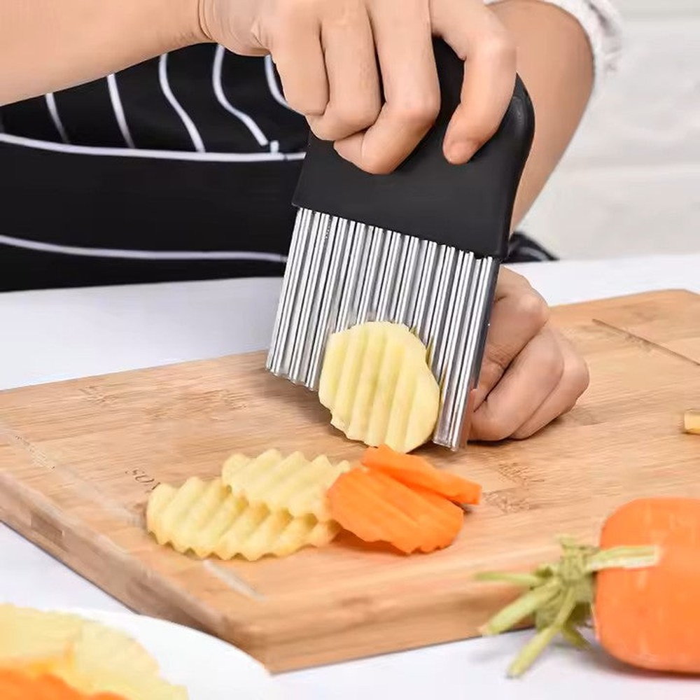 Stainless steel wavy potato wedges chip cutter knife