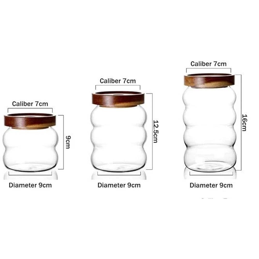 3 pcs glass jars with wooden lid