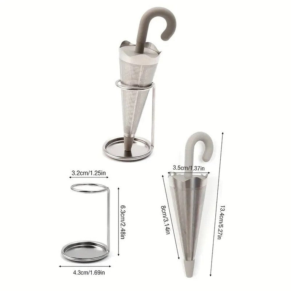 Stainless steel  & silicone umbrella shape tea infuser with stand